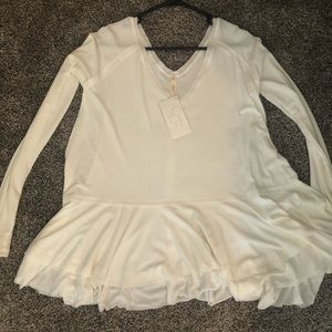 White long sleeve peplum top
